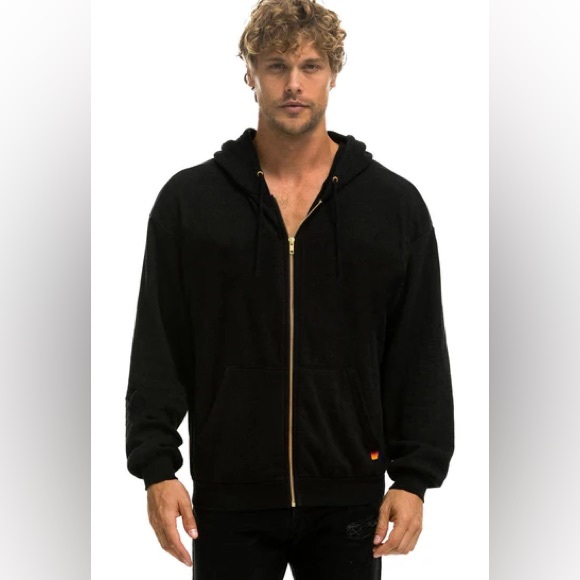 AVIATOR NATION LOCALS ONLY RELAXED ZIP HOODIE - BLACK - Picture 2 of 8